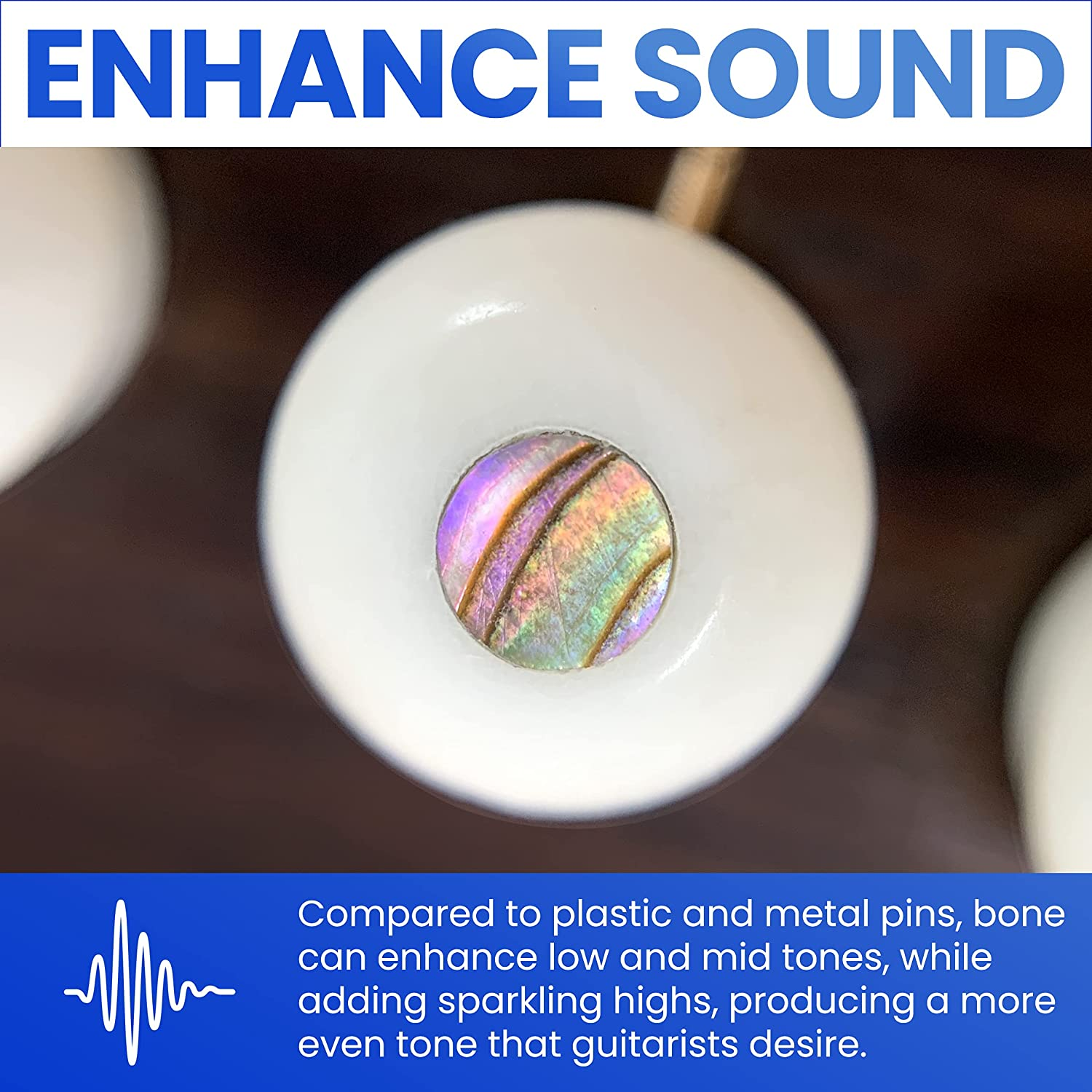 Crosby Slotted Pure Bone Bridge Pins with Abalone Dot Inlay for 6 & 12 String Acoustic Guitar image number 4