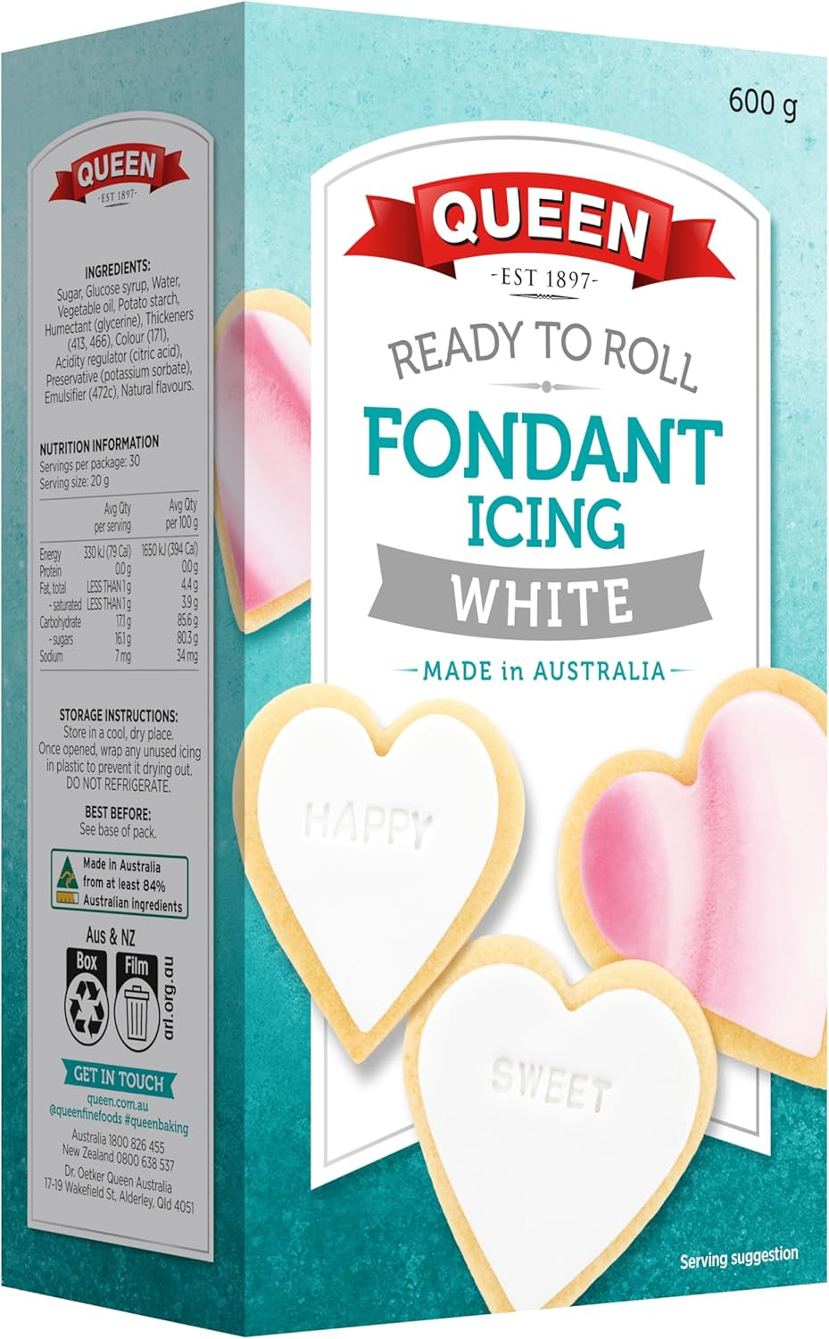 Queen Ready to Roll Fondant Icing 600G, White