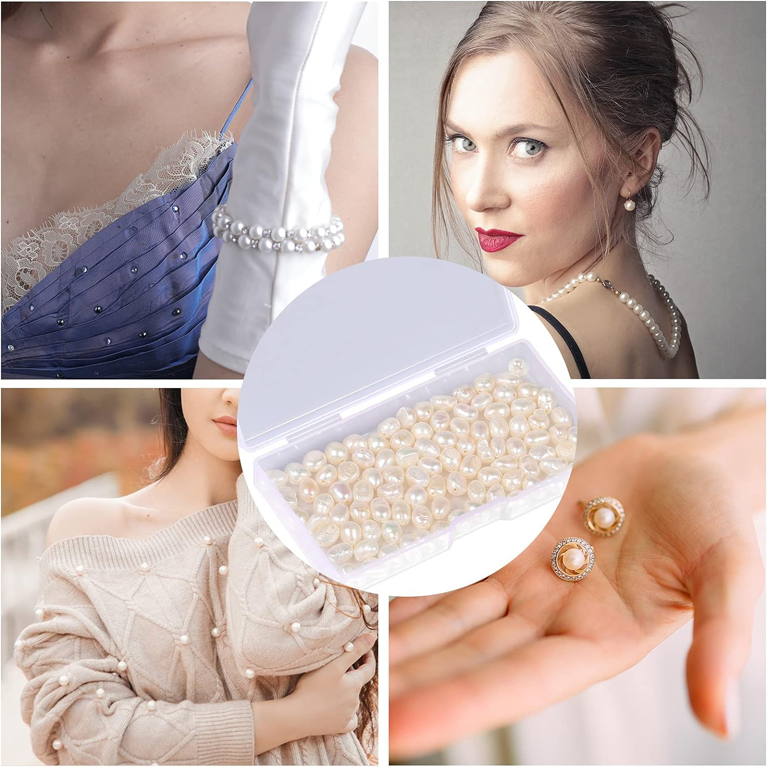 AIEX 2 Strings about 100 PCS 14.2-15.7Inch Natural Pearls Beads, Artificial Freshwater Cultured Pearl Beads Bulk White Spacer Pearl Bead for DIY Craft Bracelet Earring Jewelry Making image number 3