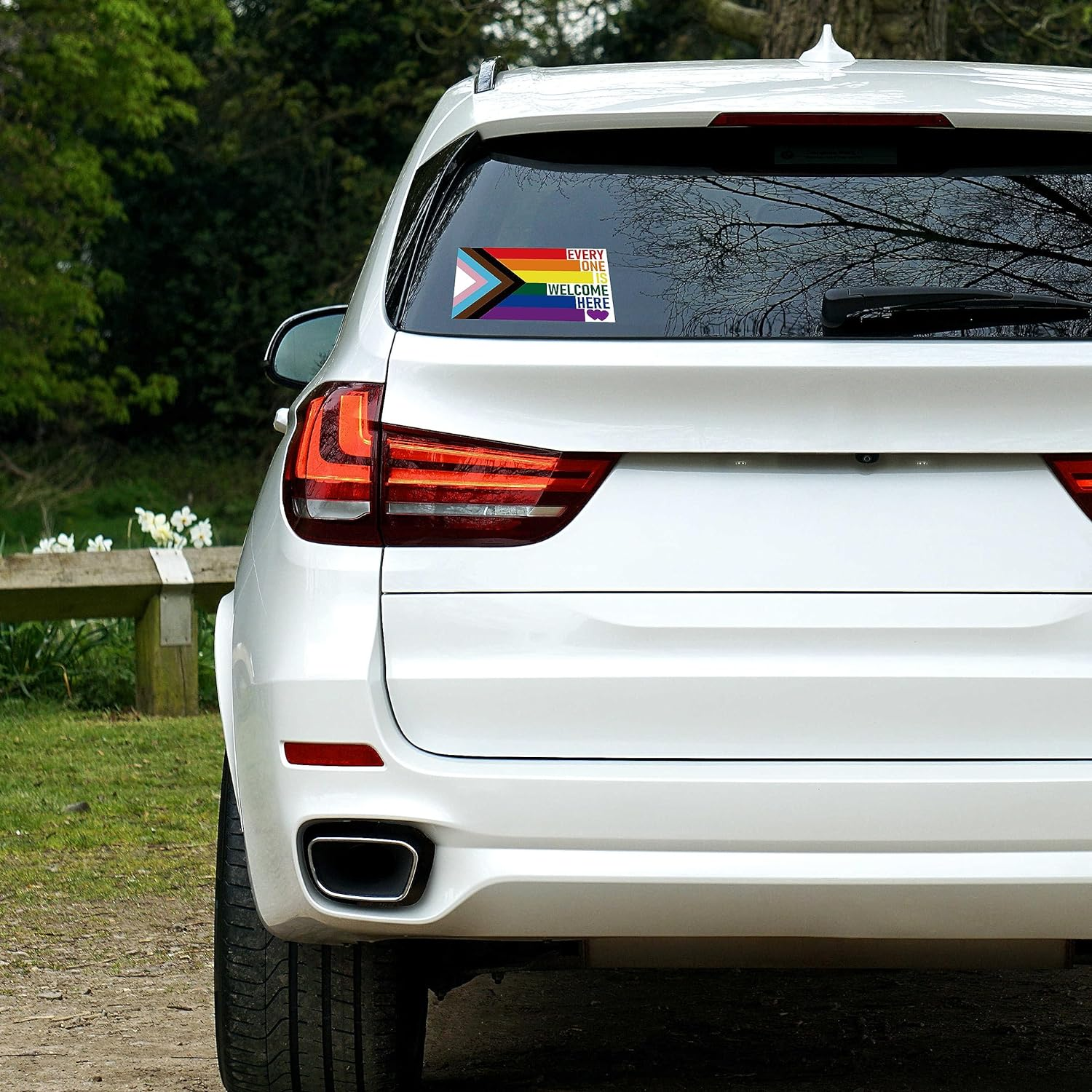 5 PCS Everyone Is Welcome Here Progress Pride Flag Sticker,Lgbtq Rainbow Banner Decal for Car Bumper Window Laptop