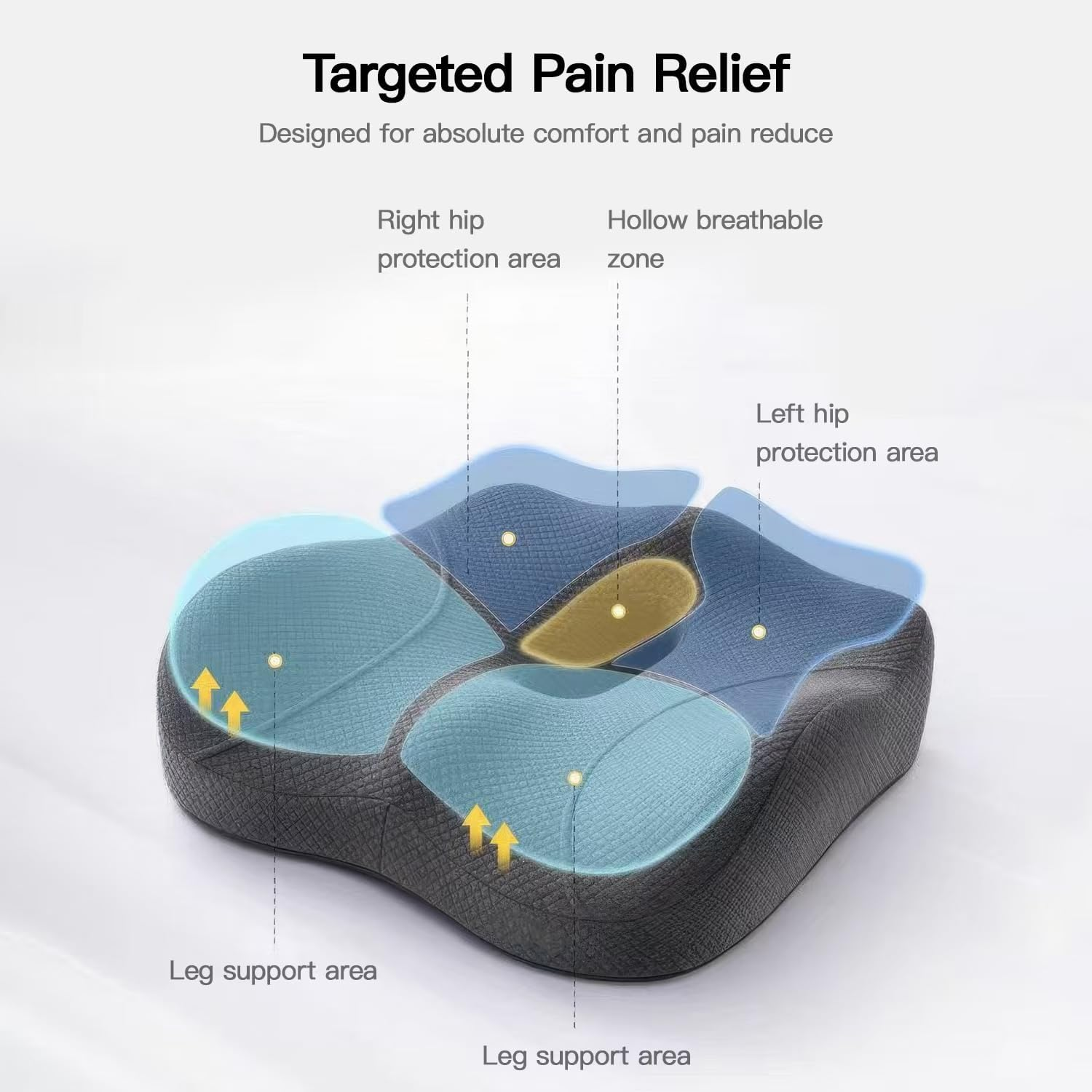 Soopii Seat Cushion for Office Desk Chair,Memory Foam,Sciatica and Tailbone Pain Relief Cushion,Coccyx Cushion for Car,Desk Chairs,Wheelchair,Large image number 4