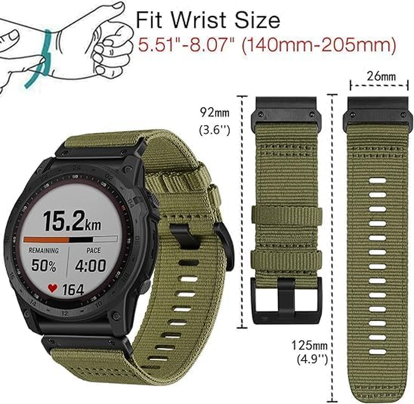 Fleshy Leaf Nylon Watch Bands for Garmin Fenix 8 51Mm, Fenix 7X / Fenix 6X / Fenix 5X/Enduro 2, Quick Fit 26Mm Adjustable Woven Nylon Sports Wrist Strap with Stainless Steel Clasp for Tactix 7 Pro, Epix Pro 51Mm image number 5