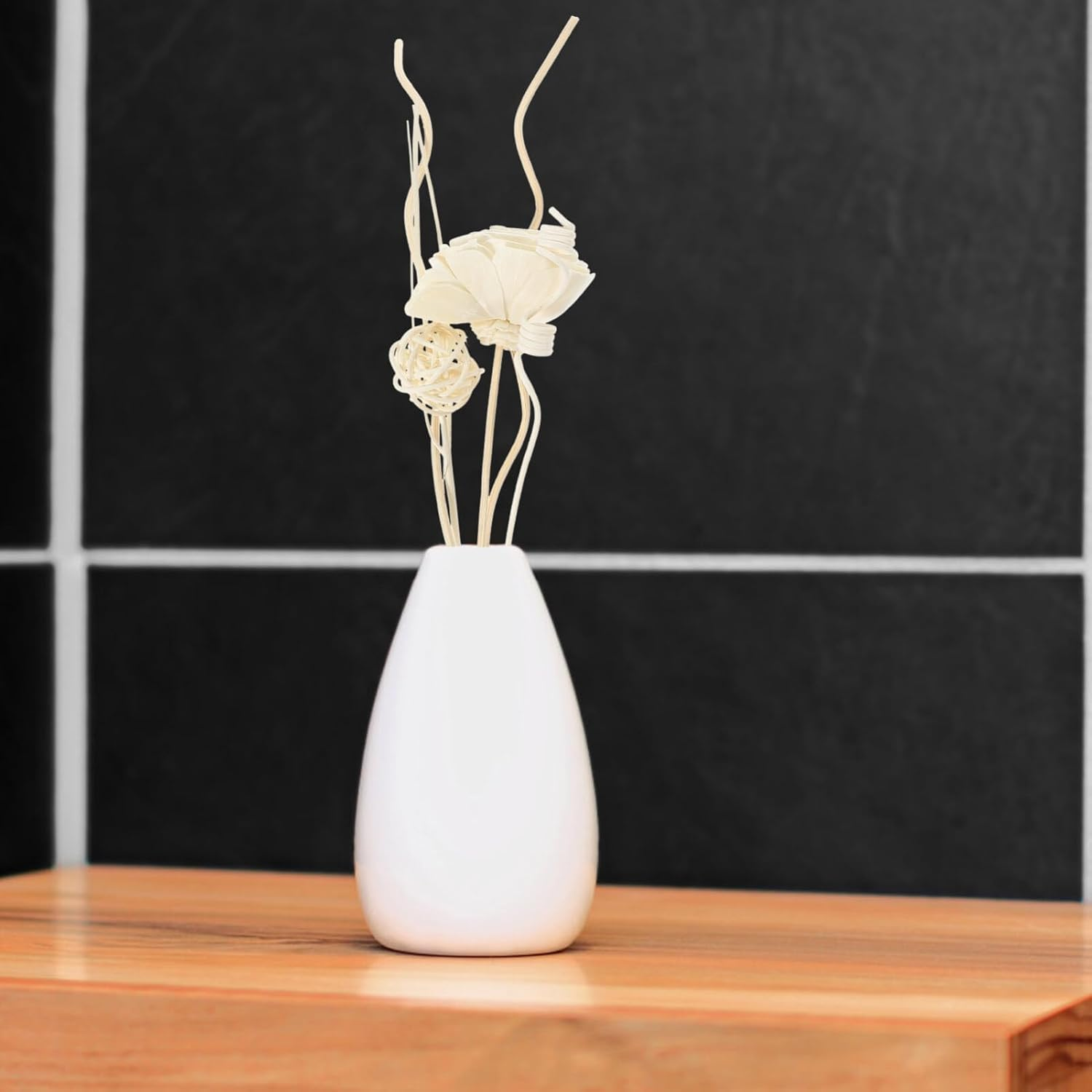 Cabilock 1 Set Rattan Wood Reed Diffuser Sticks, White, Flower Shaped, Essential Oil Aroma Diffuser Set, Home Office Decor image number 4