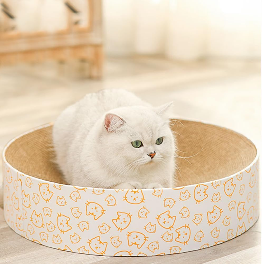 Cat Scratcher Cardboard, round Corrugated Scratch Pad, Cat Scratching Lounge Bed, Durable Recycle Board for Furniture Protection, Cat Kitty Training Toy (Style B) image number 1