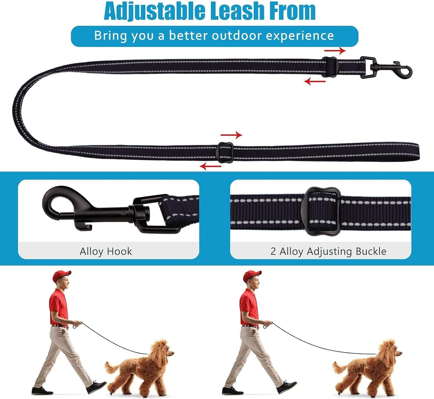Dog Collar and Leash Set Collars for Dogs Reflective Collar for Small Medium Large Dogs (Black, L) image number 3