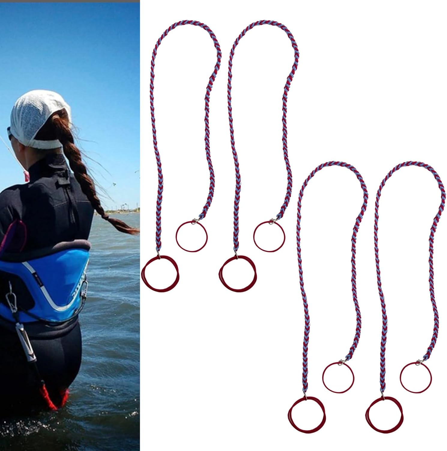 APCGSM 4PCS 25" Hair Ties for Women, Swimming Hair Ties Ponytail Holders Black Sport Elastic Hair Ties No Damage for Thick Hair Ponytail Wrap Hair Tie (4Pcs Black-25") image number 6