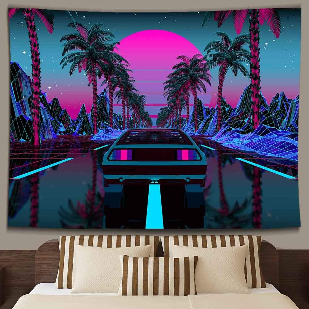 Car Tapestry 1980S Science Fiction Super Sports Car Tapestry Forest Road Tapestry Suitable for Home Decoration Art for Bedroom Living Room GTLTIE582 image number 5