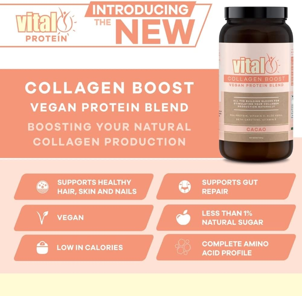 Vital Collagen Boost Vegan Protein Blend Cacao 500GM image number 5