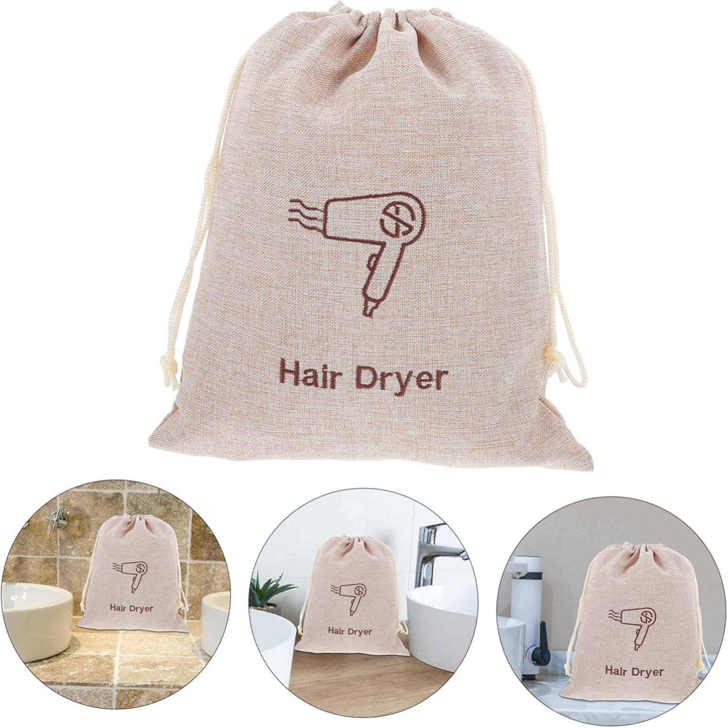 4Pcs Hair Dryer Storage Bag Drawstring Dustproof for Hotels and Guesthouses Travel Friendly Hair Dryer Bag image number 1