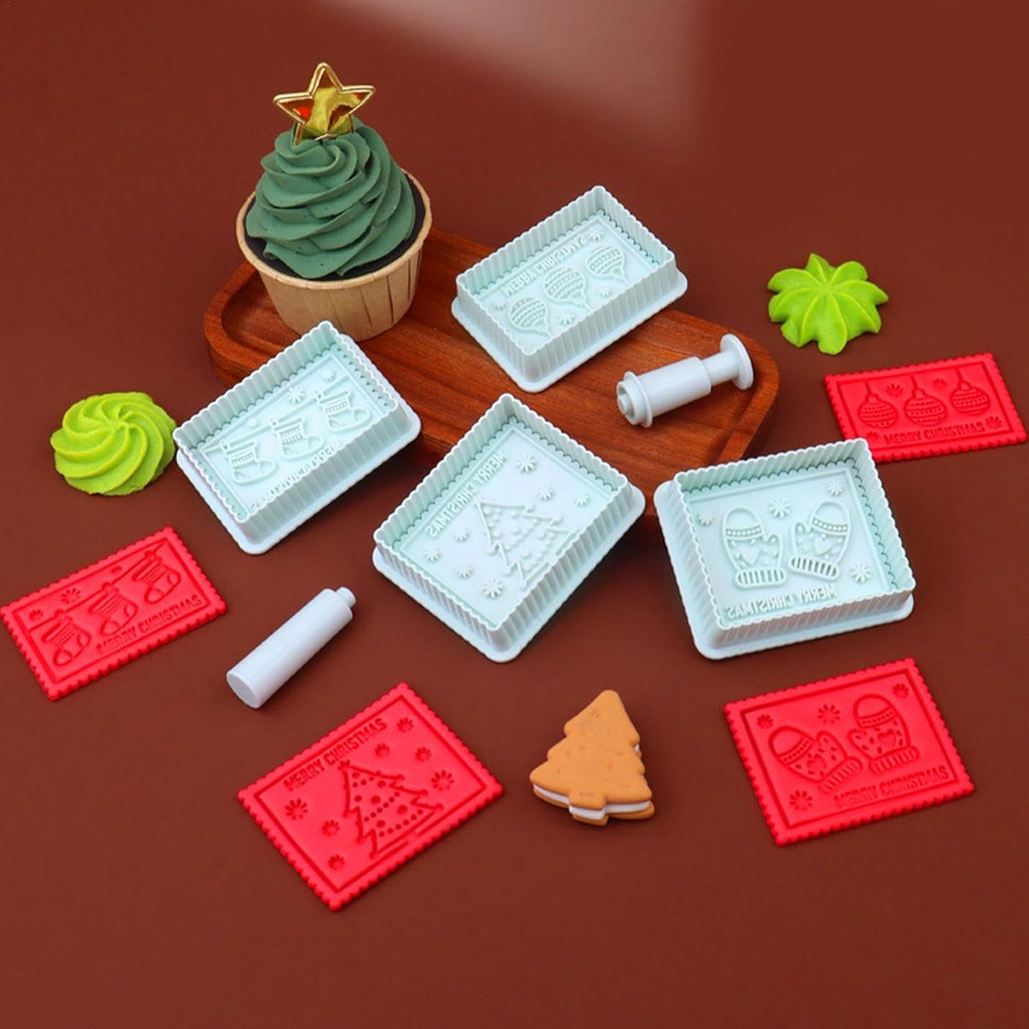Cookie Stamps - Merry Christmas Stamp | Christmas Cookie Stamps | Chocolate Moulds | Christmas Cookie Mold Jam Chocolate Sandwich Cookie Mold for Baking Tool, Christmas Stamps image number 2