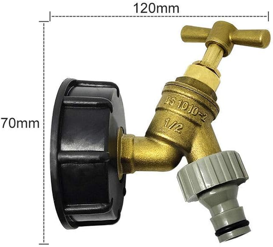Brass IBC Tank Adapter Outlet Tap Valve 1/2 Inch Fittings Connector for S60X6 IBC Water Storage Tank Garden Hose, Leakproof Replacement Fitting Parts image number 2