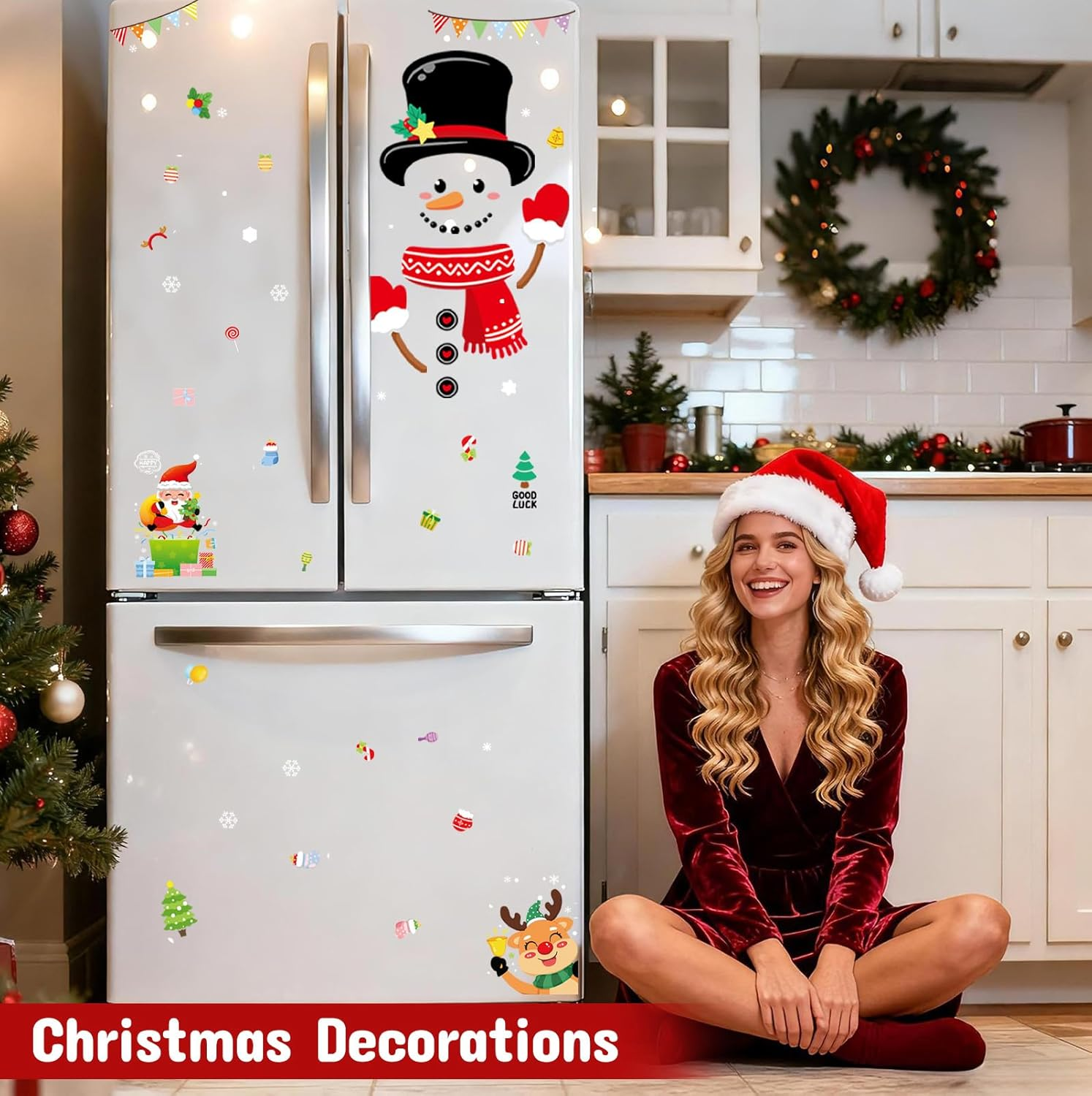 Snowman Refrigerator Magnets Set of 14, Christmas Decorations Snowman Refrigerator Magnets Decorations (A-Snowman) image number 1