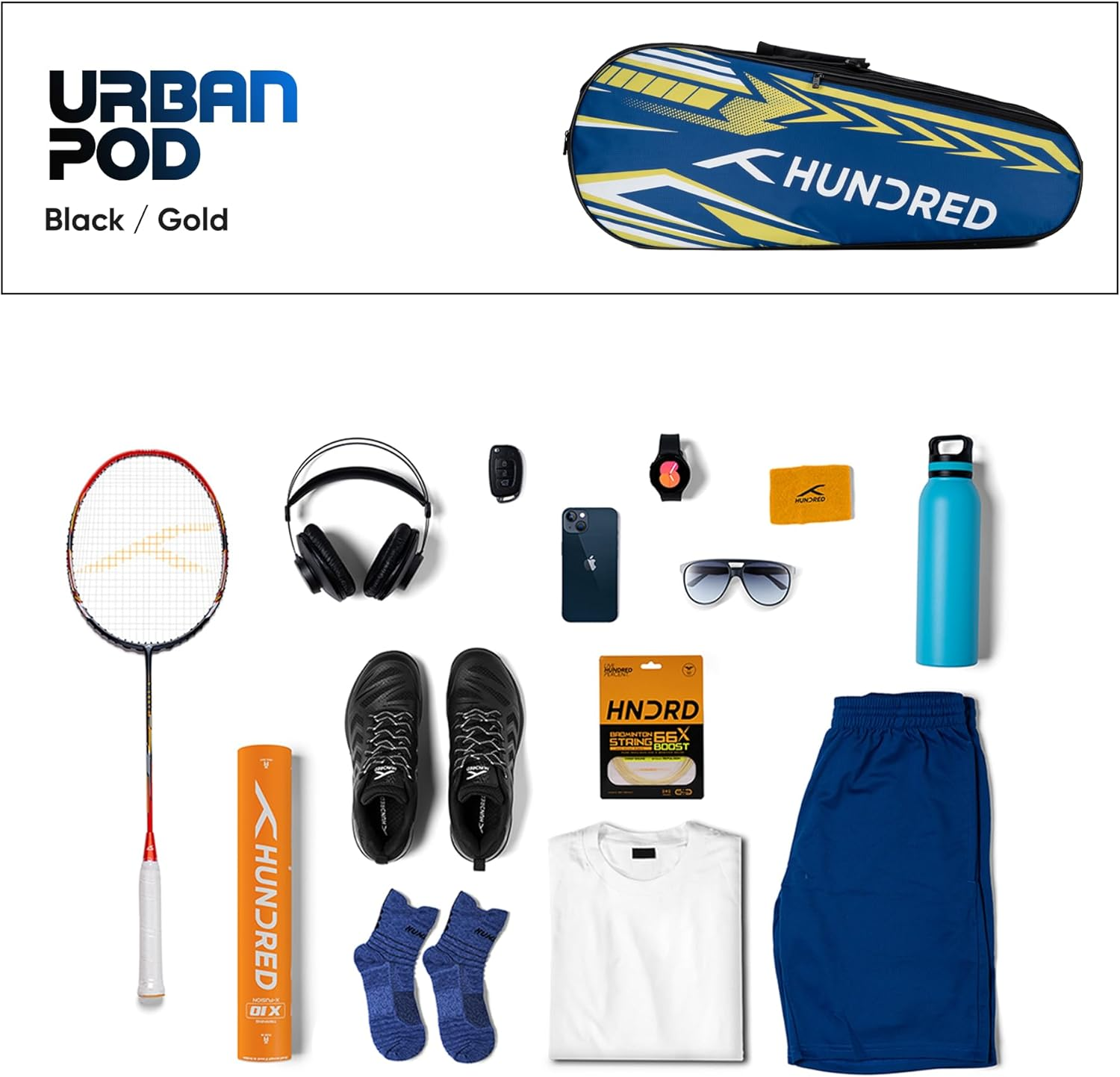 HUNDRED Urban Pod Badminton Kit-Bag (Royal Blue, Large) | Unisex | Material: Polyester | 3 Spacious Compartments | Double Zipper Closure image number 2