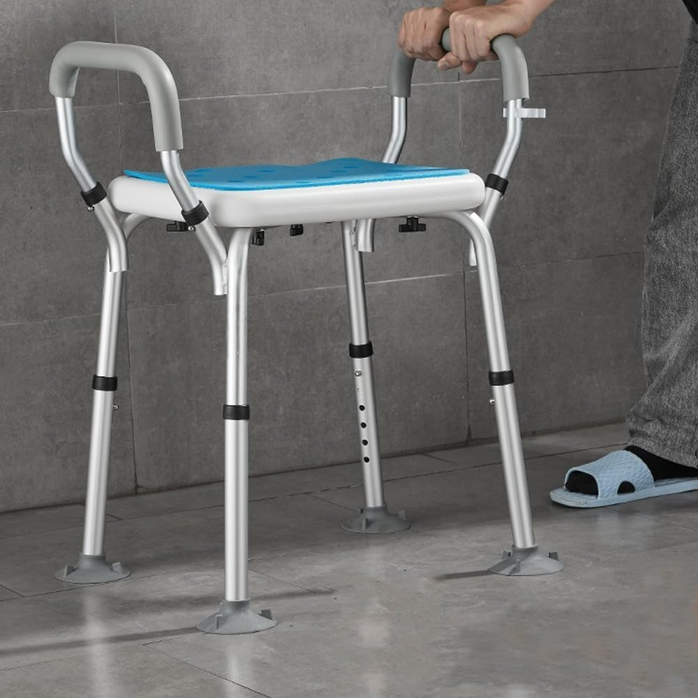 Portable Shower Chair, Bath Bench Tub Seat, Non-Slip Bathroom Stool, 6-Level Height-Adjustable, Max Load 125Kg for Adults Elderly Disabled Safety image number 2