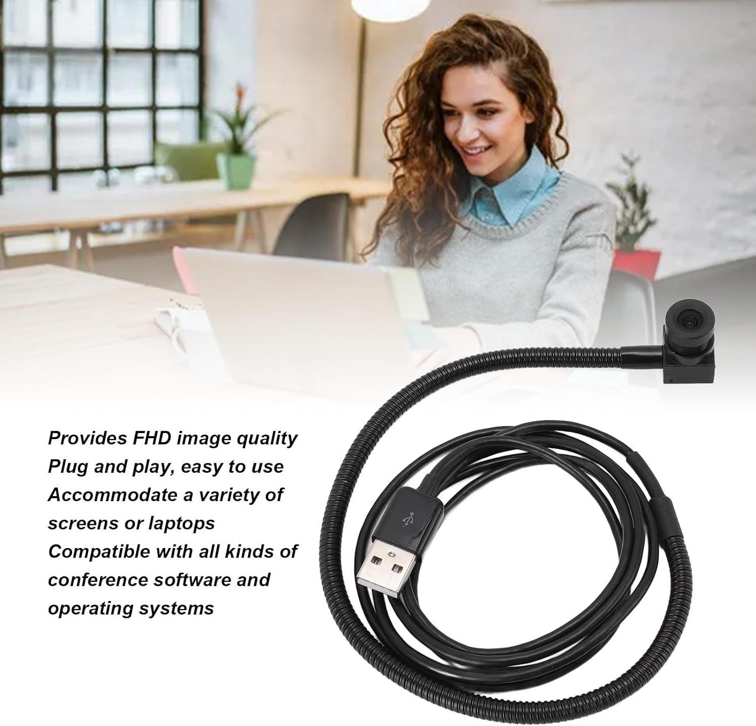 Eye Webcam, 1080P Middle Screen Webcam Auto Focus with Built in Microphone for Zoom for Skype for Hangouts, USB Computer Camera for Wins for Android TV