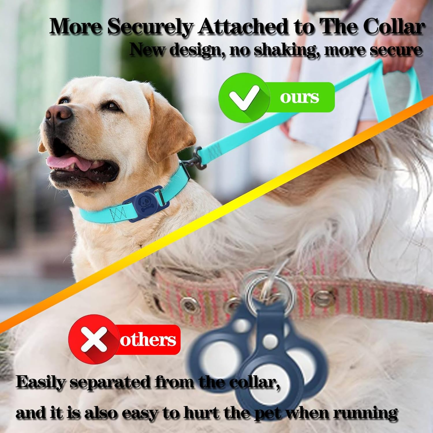 4 Pack Waterproof Airtag Dog Collar Holder Compatible with Apple Airtag, Silicone Hidden Loop Holder for Airtag Tracker, Anti-Lost Dog Collar Air Tag Accessories (Gray, Black, Blue, Dark Green) image number 3