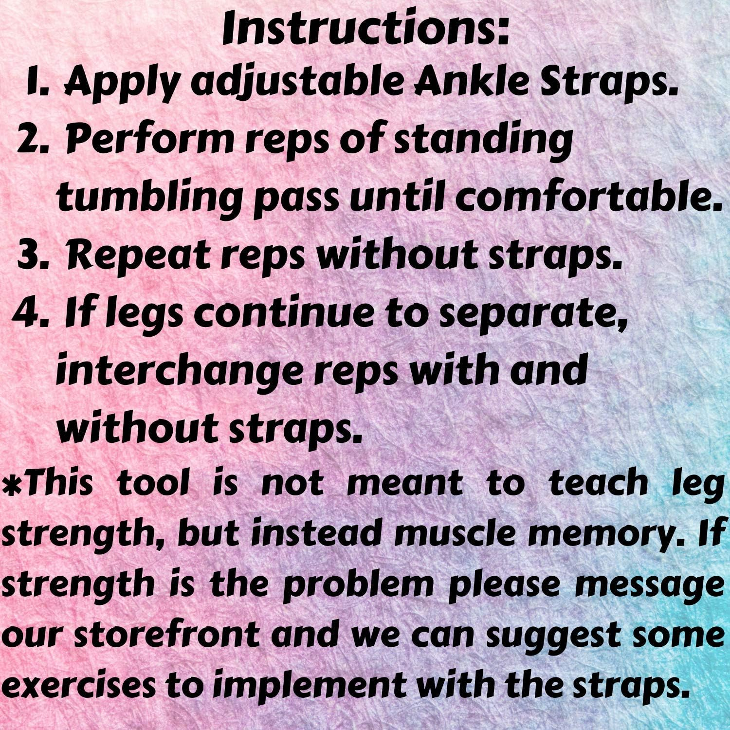 Gymnastics Tumbling Cheerleading Ankle Straps - Band Accessory to Improve Back Handspring & Backflip Form | One-Size-Fits-All Adjustable Straps | Perfect for Cheerleading, Dance, & Gymnasts image number 4