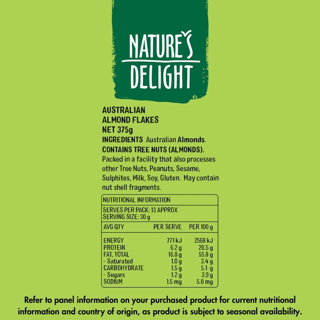 Nature&rsquo;S Delight Australian Blanched Almond Flakes 375G &ndash; Sliced Almonds for Baking & Cooking | Premium Natural Almond Nuts image number 3