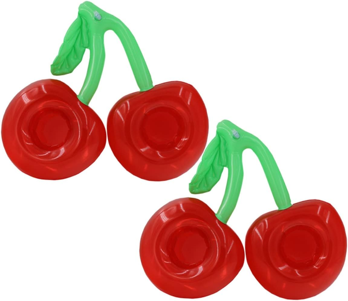 2Pcs Floating Drink Holder Inflatable Cherry Shape Drink Cup Holder Beach Pool Floats for Summer Party Favors Swimming Pool Decoration image number 4