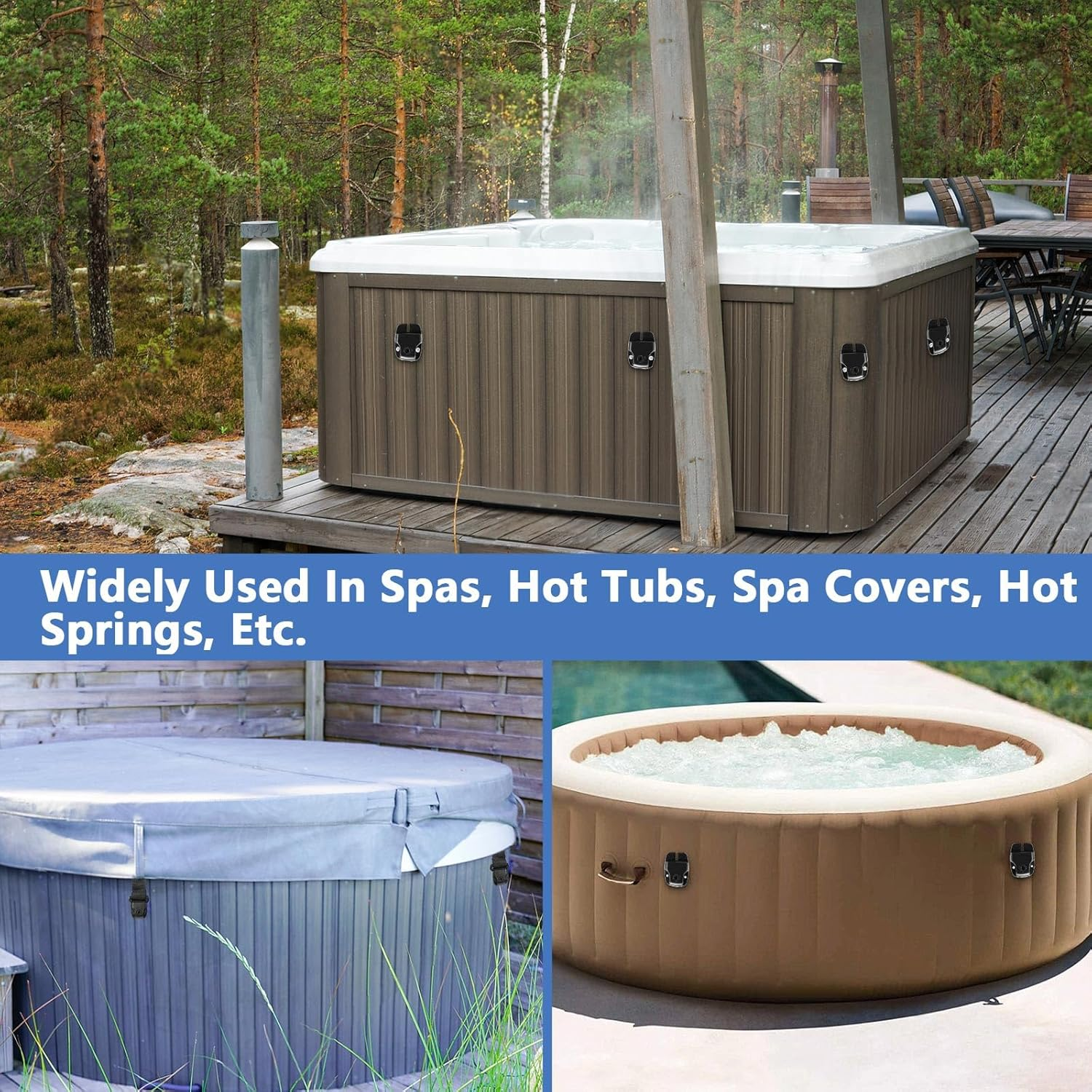 10 Pack Black Hot Tub Cover Clips with Screws, Hot Tub Cover Broken Latch Repair Kit, Hot Tub Cover Clips Replacement, Hot Tub Clips for Cover for Spa Cover Straps (Black) image number 5