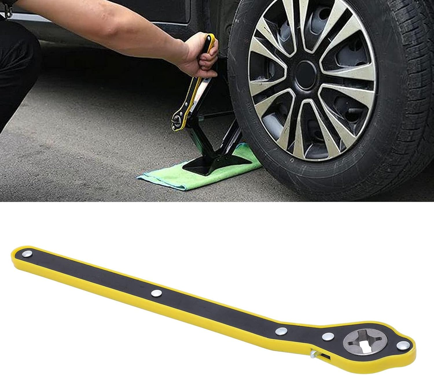 Repair Ratchet Spanners, Labor Saving Ratchet Spanner Longer Handle Car Jack Spanner High Carbon Steel Car Jack Spanner Used for Removing and Repairing Wheels and Tyres image number 6