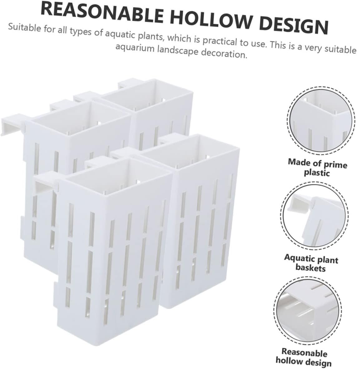 4Pcs Plastic Aquarium Plant Pots Live Plant Pot Hanging Holder for Fish Tank Decor for Aquatic image number 1