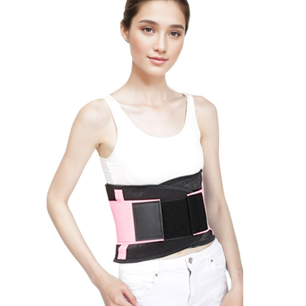 Back Brace for Men and Women,Breathable Back Support Belt,Back Support for Lower Back Pain and Spinal Fractures,Back Braces for Scoliosis Treatment (Pink, M) image number 2