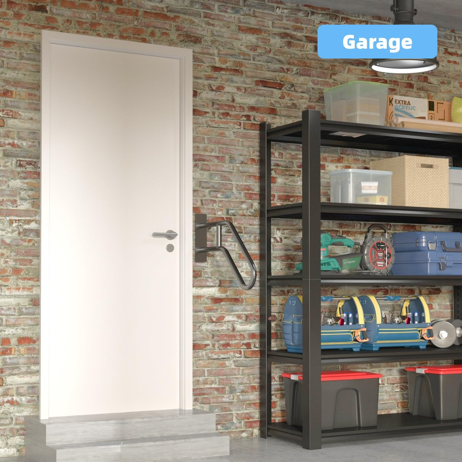 Handrails for Outdoor Steps Wall Mount, Railings for 1-3 Steps, U-Shaped Handrail with Matte Black Finished, Stair Handrails for Kids, Elderly, Pregnant Women, Disabled (26" Length, 1.25" Pipe) image number 1