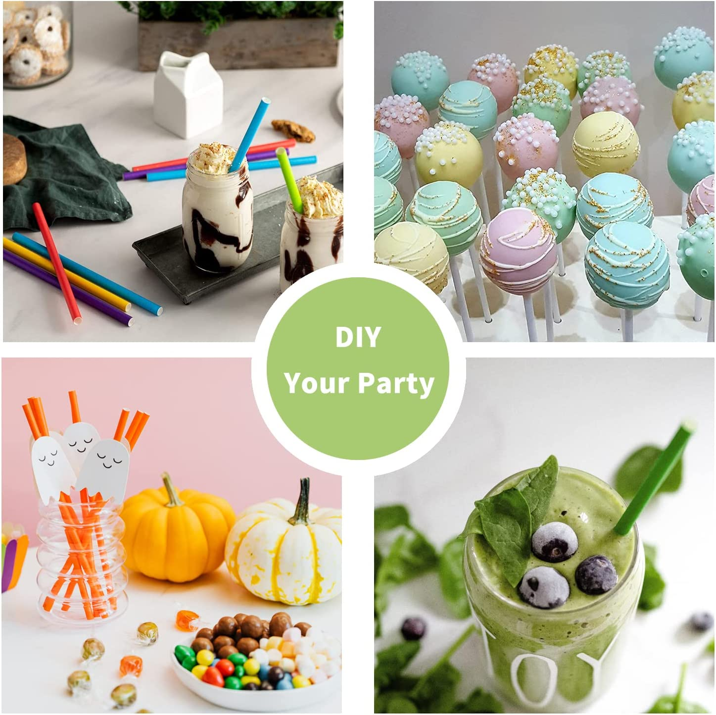 Pure White Biodegradable Paper Straws for Cocktail Pack of 100, Eco-Friendly and Recyclable Plain White Solid White Straws Made of Paper - Solid Black image number 3