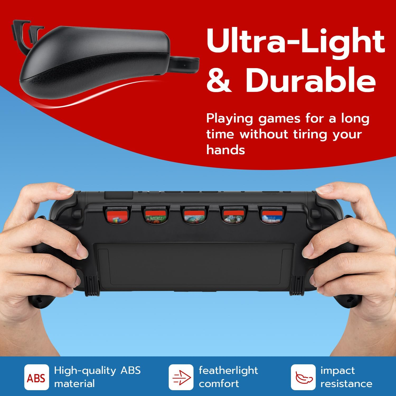 Mcbazel Console Grip for N-Switch 2 with 5 Game Slots Compatible, Ergonomic Grip Hard Shell for Users Who Prefer Handheld Mode, Black