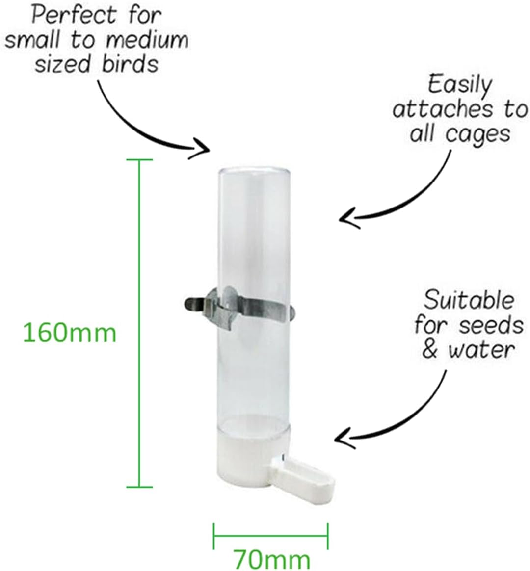 Leona Co Bird Parrot Food and Water Dish Set - Plastic Bird Parrot Food Feeding Cage Bowl with Stainless Steel Holder and Birds Feeder Dispenser Bottle image number 1