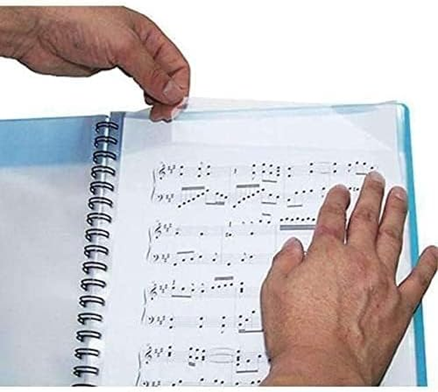 Non-Reflective Music Sheet Folder (Black, 40-Pocket to Fit 80 Sheet Music), Spiral Bound Lies Flat with Writable Pages, Sheet Music Organizer for A4 and Letter Size Music
