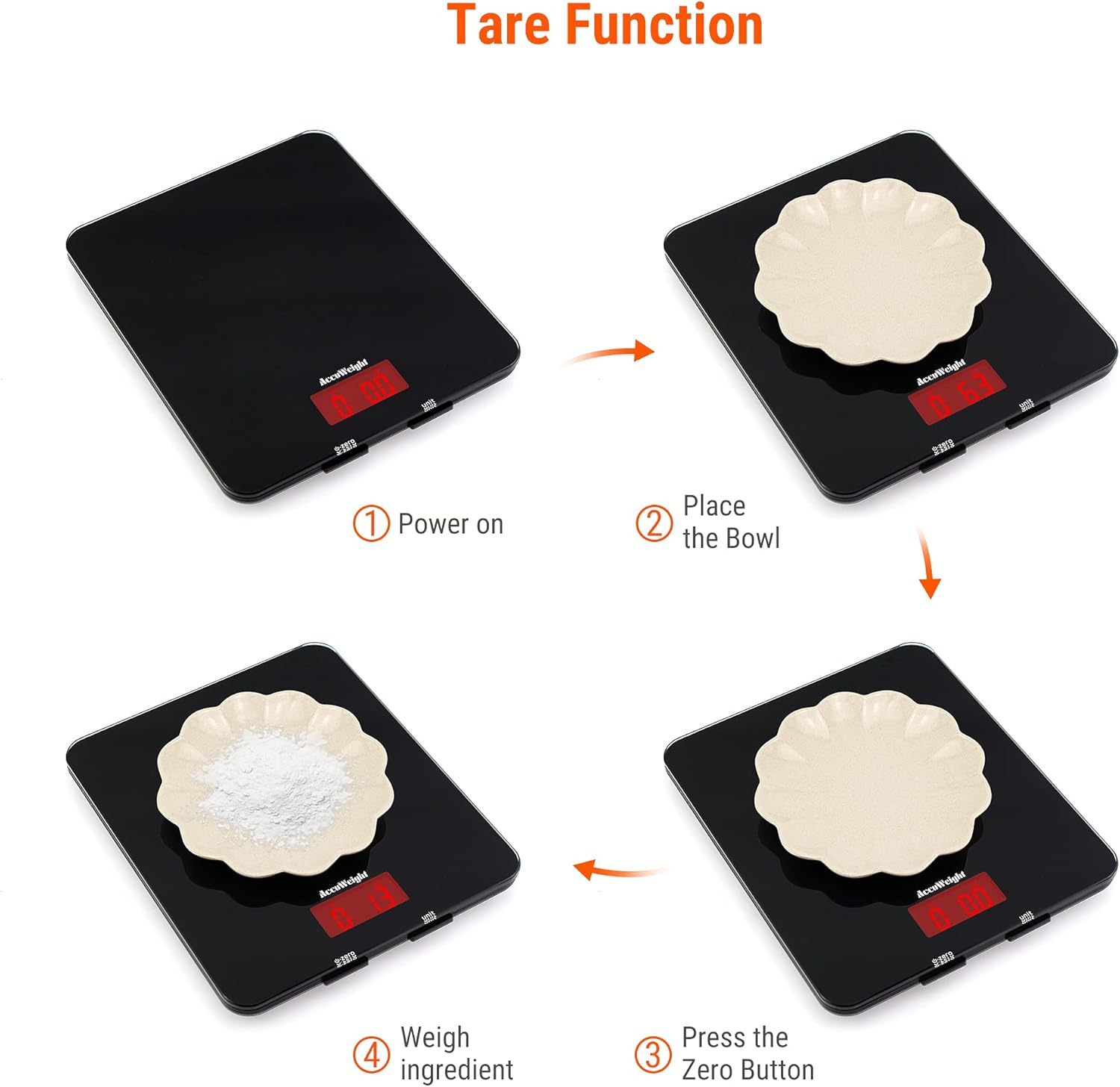 Accuweight Digital Kitchen Scale, 5Kg/11Lb Capacity, Coffee Scale with 5 Units & Tare Function, 7.8-Inch Tempered Glass Food Scale for Baking, Coffee, and Cooking, Digital Scale with Backlit Display image number 6