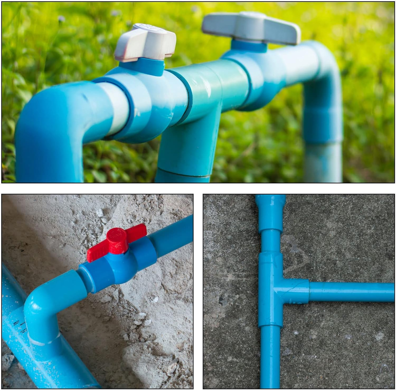 6 Pack PVC Pipe Fittings - Water Tubing Joint Connectors Adapters, 4 Way Union Tee Corner Coupling, Apply to Outdoor/Garden (White, 20Mm ID) image number 4