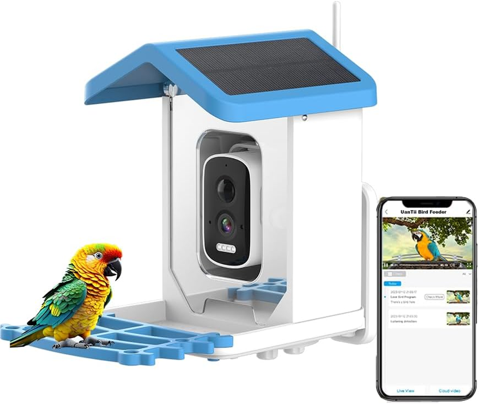 Smart Bird Feeder with 4MP High-Definition Camera Night Vision IP65 Waterproof Wifi Automatic Bird Feeder with Solar Powered Outdoor Bird Feeder image number 2