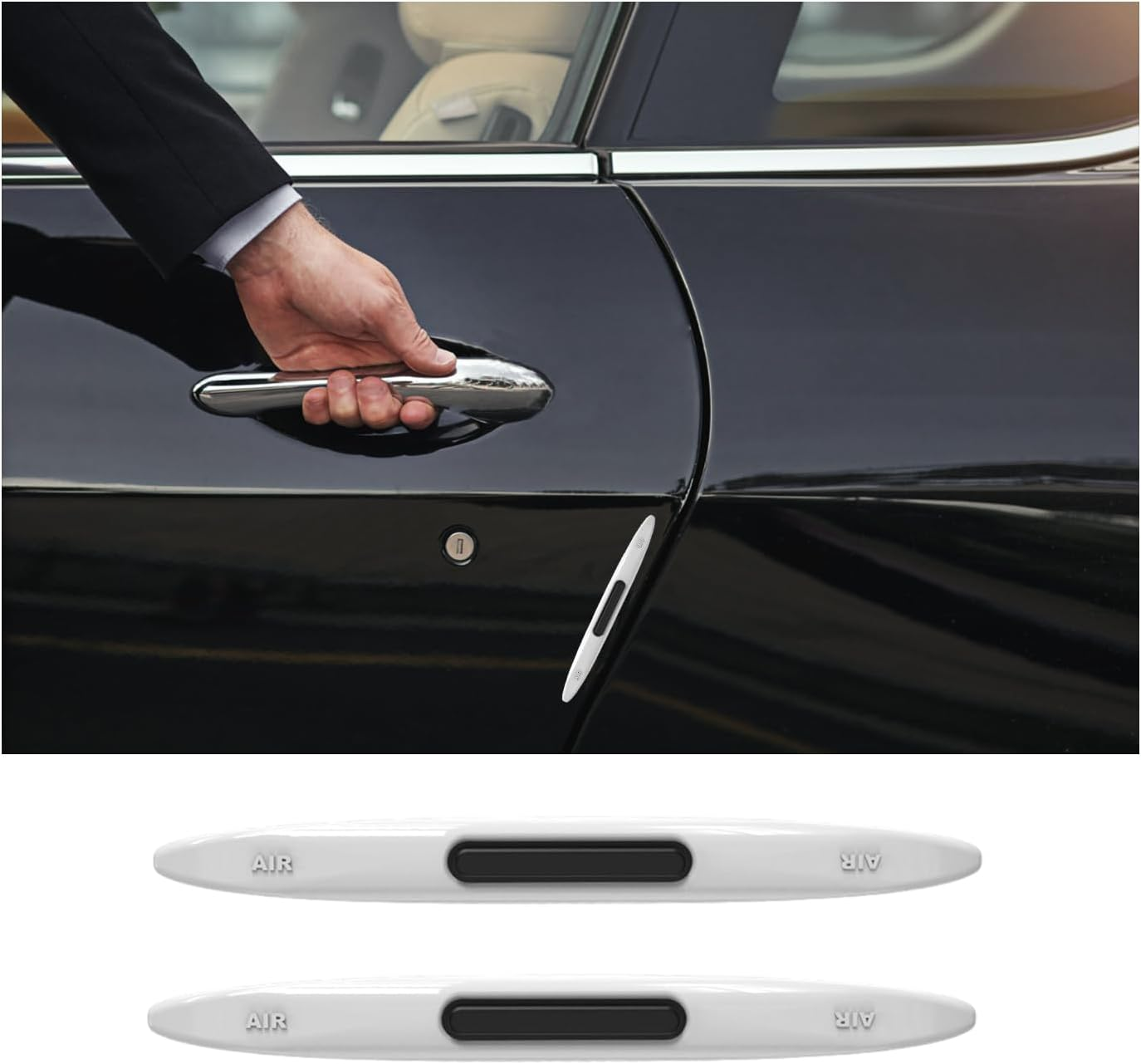 2 PCS Car Door Edge Guard Protectors, Anti-Collision Silicone Side Door Edge Sticker Strips, Electrostatic Eliminating Strip with Air Bags, Universal Auto Body Accessories (Black) - Black image number 4