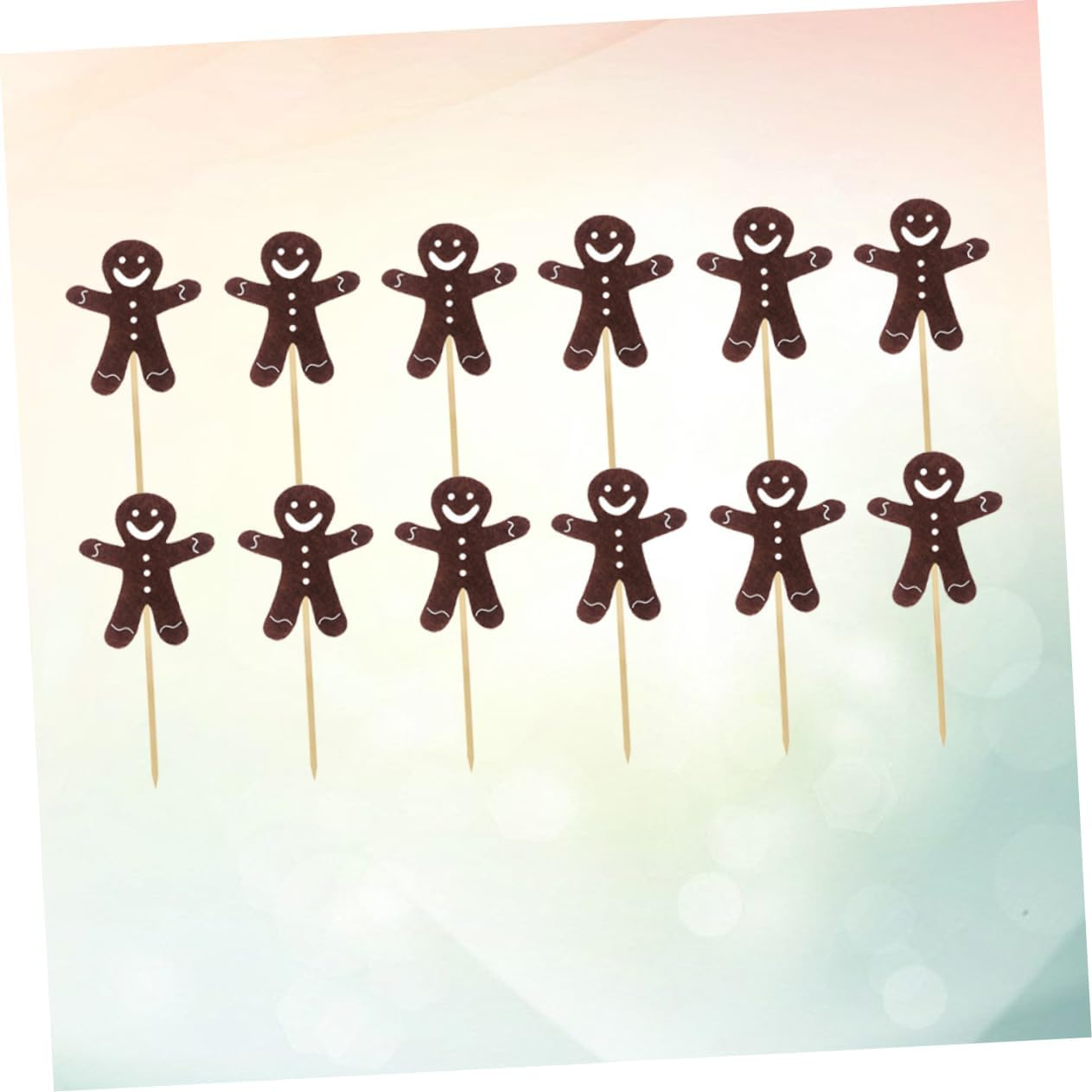 LABRIMP 12Pcs Smile Face Cake Picks in Felt Party Cupcake Decor Christmas Dessert Table Decor image number 3