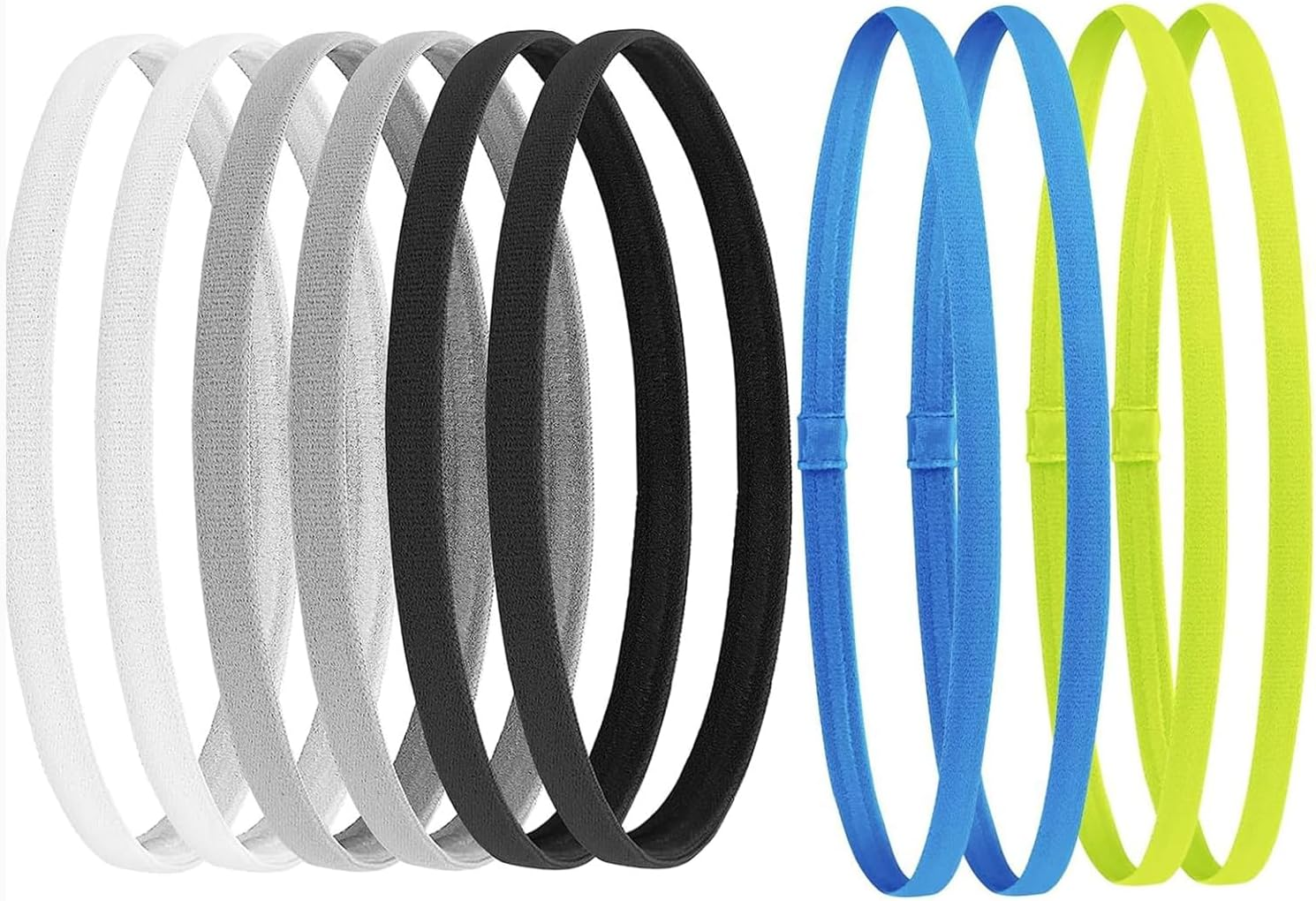 10 Pieces Elastic Sport Headbands Non-Slip Workout Headband, Elastic Sports Headbands Thick Non-Slip Hair Bands for Women and Men Football Running Yoga Workout (Multicolour) image number 1
