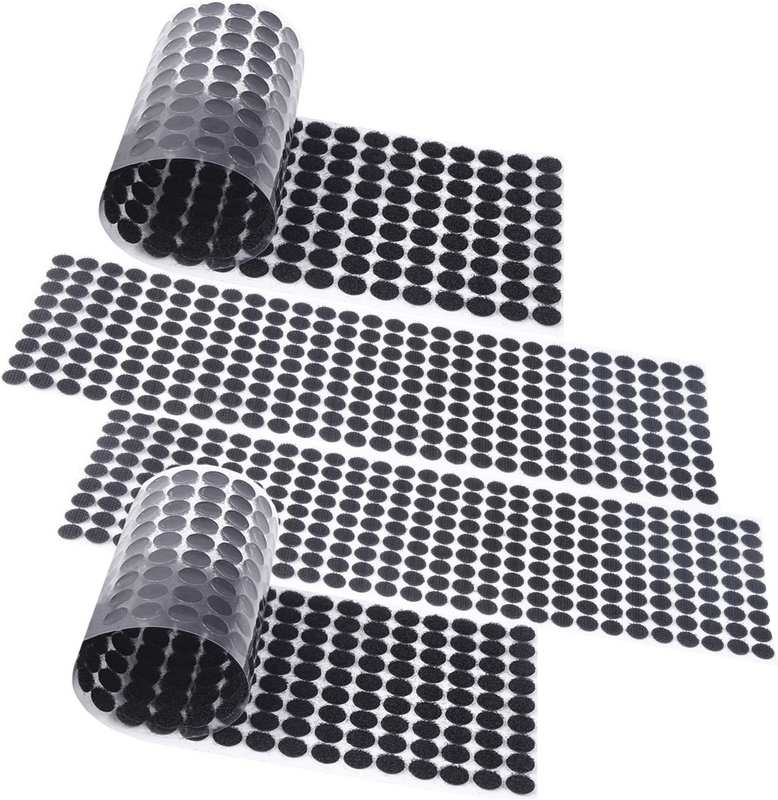JANYUN Black 1008 Pcs 2/5" Sticky Back Coins Hook Loop Self Adhesive Dots Tapes