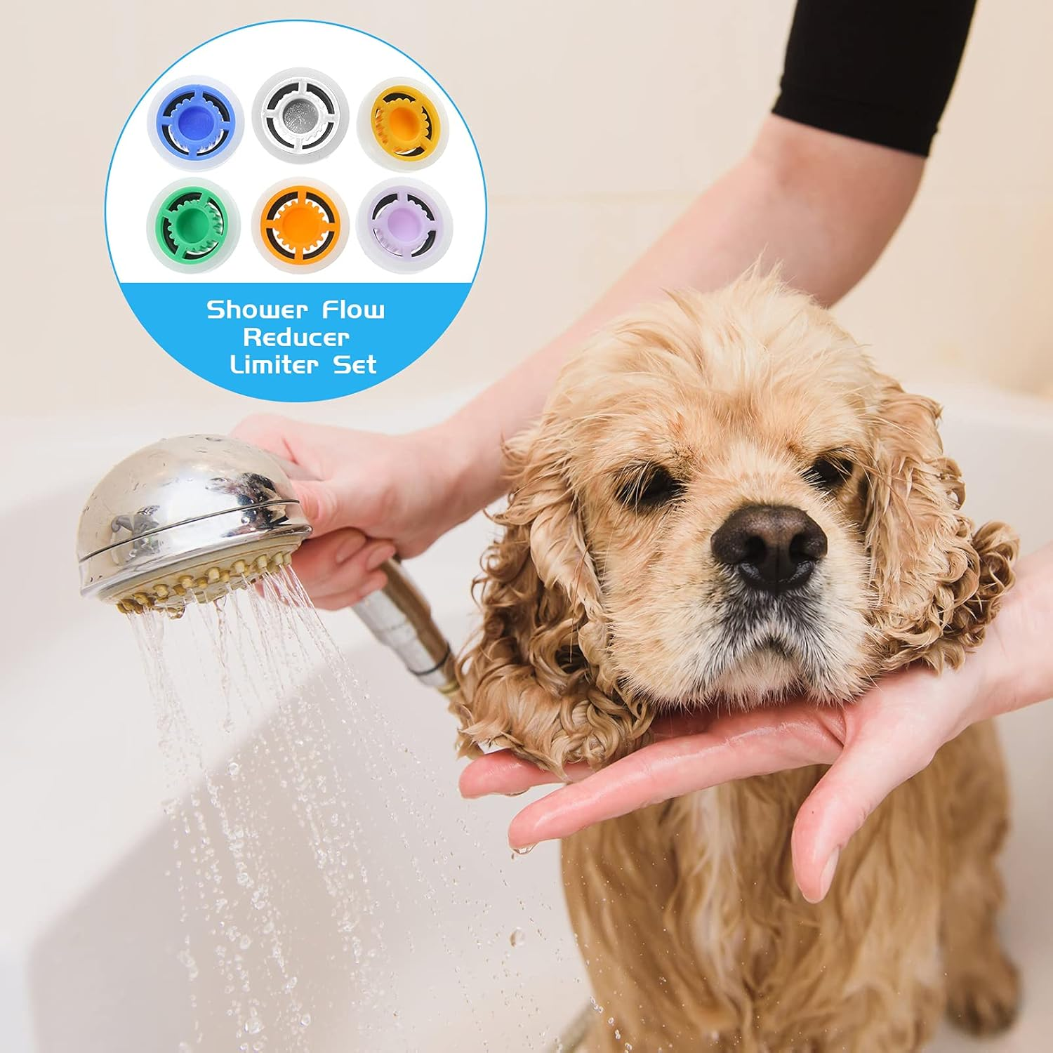 Honoson 7 Shower Flow Reducer Limiter Set Water Flow Saver Adapter Set Flow Reducer Limiter 1/2 Inch Flow Restrictor Control Valve for Fixed Handheld and Shower Head 1.2/1.5/1.8/2/ 2.2/2.5 GPM image number 6