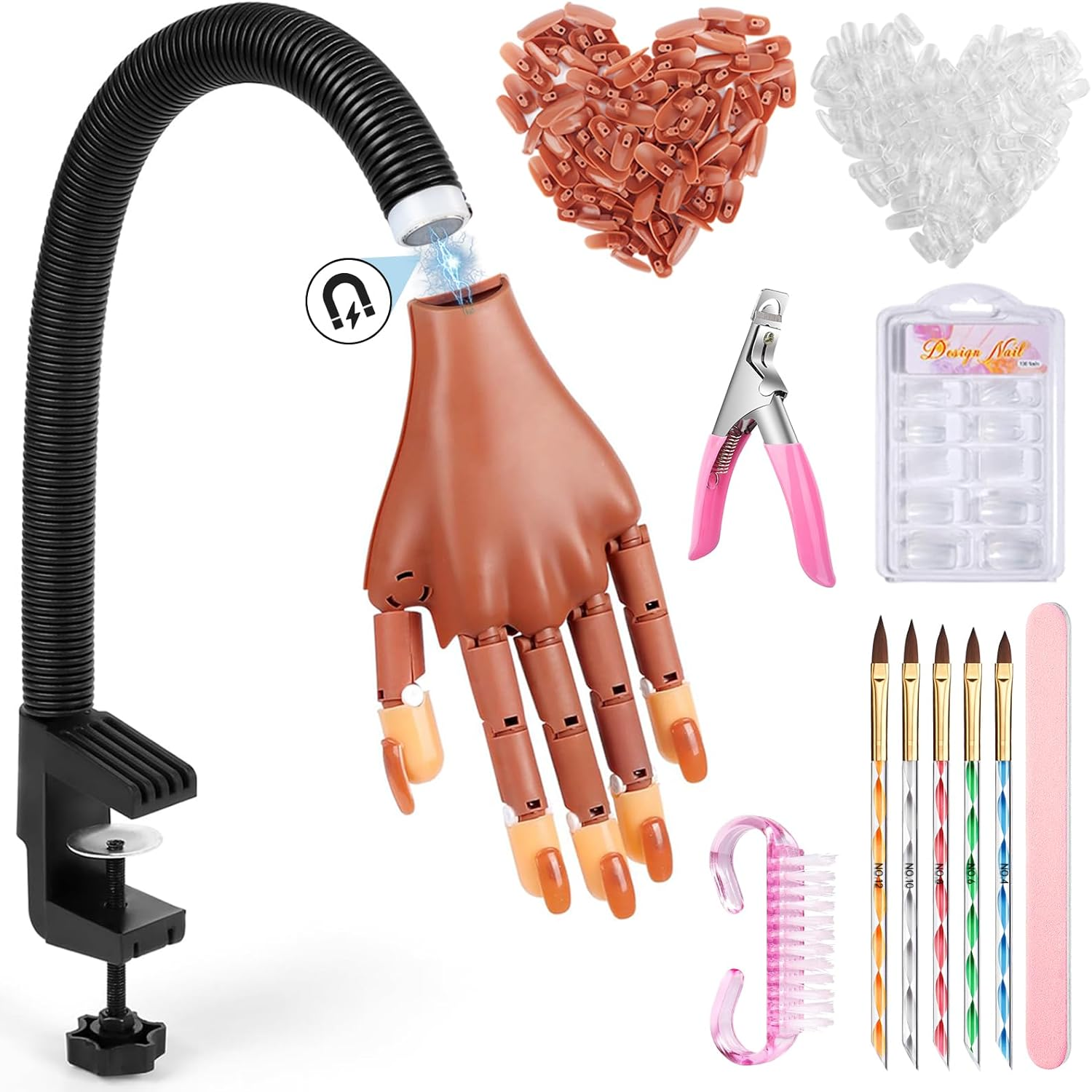 Magnetic Practice Hand for Acrylic Nails: Flexible Fake Nail Training Hand Practice - Manicure Hand Practice Kit for Beginners image number 6
