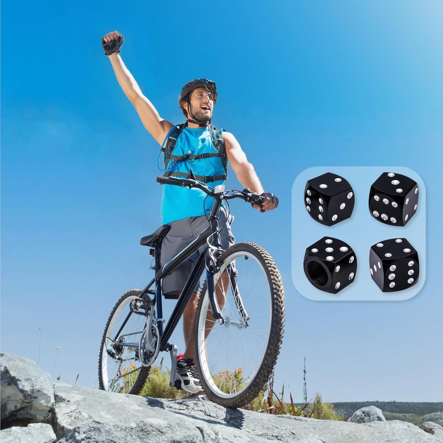 WADY 4 Pcs Gold Valve Cap Bike Air Cap Bookends Cactus Universal Stem Covers for Car Bicycle Motorcycle Tire Caps Valve Stem Caps Accessory Alloy Dust Cap (Black) image number 6