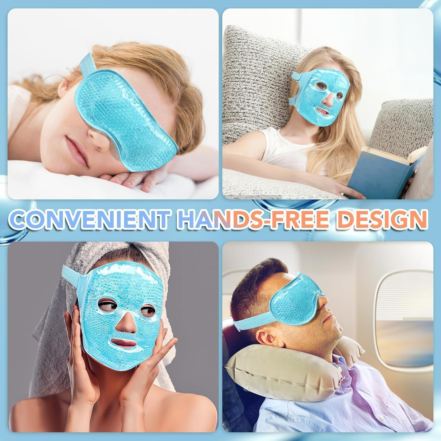 Colding Ice Face Mask and Cooling Eye Mask for Puffy Eyes & Migraine Relief, Gel Eye Mask, Cool Face Masks for Dark Circles, Eye Surgery, Sleeping, Pressure, Headaches, Skin Care (Blue) image number 6