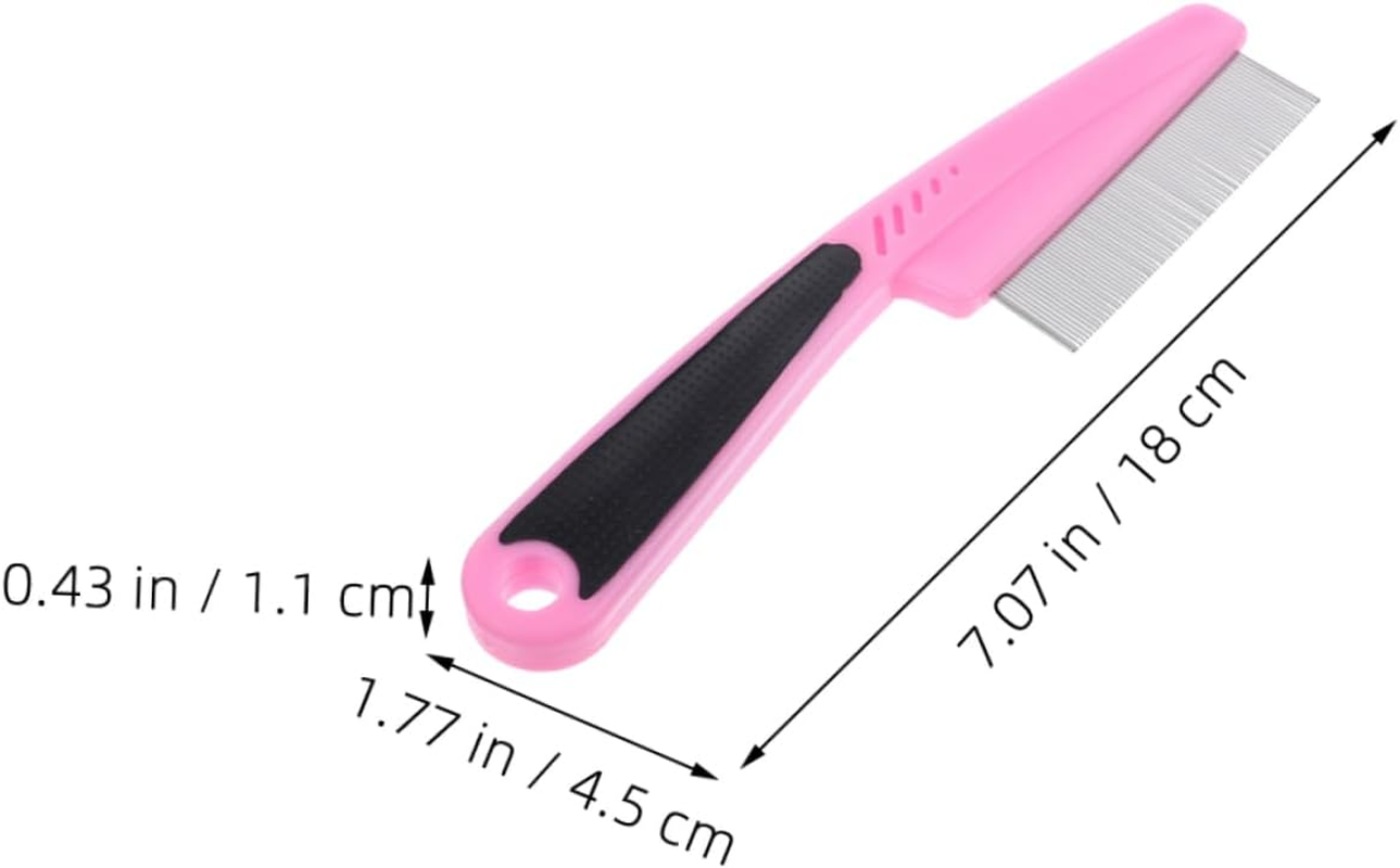 2Pcs Stainless Steel Fine Tooth Scalp Combs Dandruff Removal Hair Combs for Women Men Children Pets Portable Pink Handle Grooming Brushes - Multi image number 5