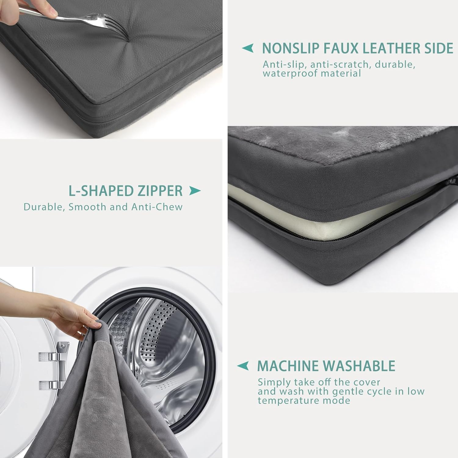 Dog Bed Mat, 47 * 29 * 3.5 Inch Pad for Medium Large Dogs with Removable Washable Cover, Waterproof Anti-Slip Orthopedic Sleeping Pad, Soft Surface and Multiple Sizes image number 2