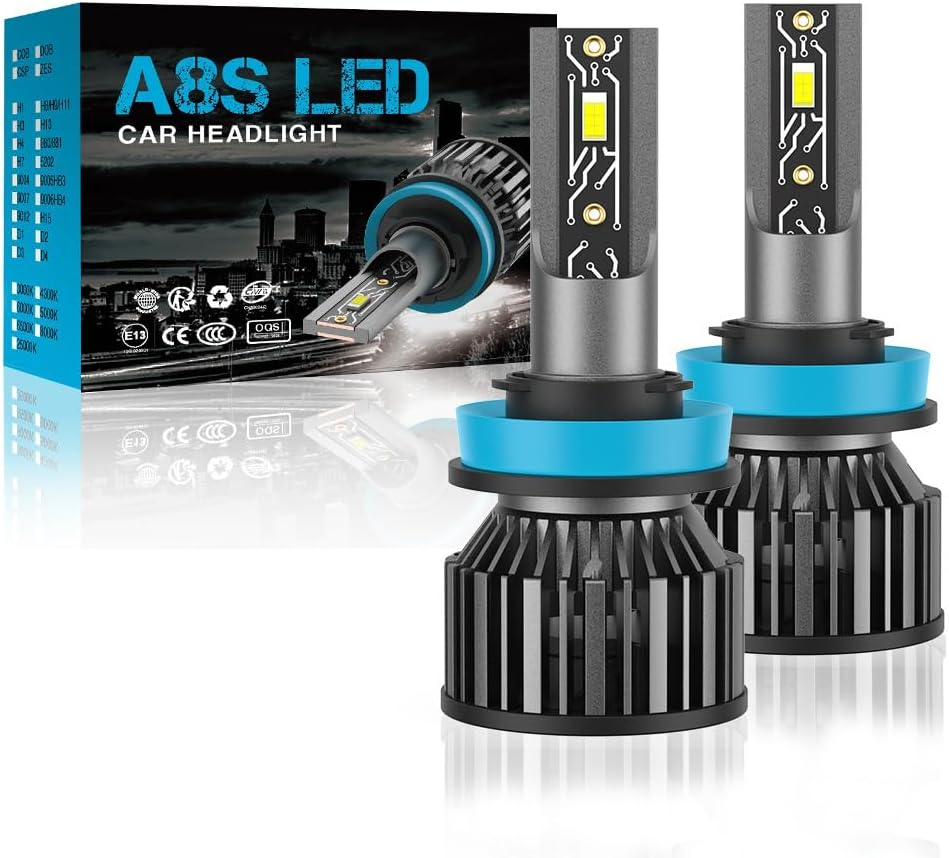 LEFAFA H7 LED Headlight Bulb, 16000LM 6000K High Low Beam Halogen Replacement LED Bulbs Cool White, H7 Car Fog Lights Cool Fan Fog Bulb, Plug and Play, Pack of 2 (H7)