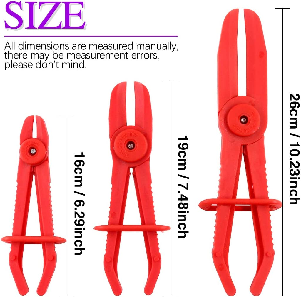 Swpeet 3Pcs Red Line Clamps Flexible Hose Clamps Pliers Kit, Hose Pinch off Pliers Set Line Clamps for Brake, Fuel, Coolant Hoses, Most Flexible 15Mm, 20Mm and 25Mm Hoses image number 3