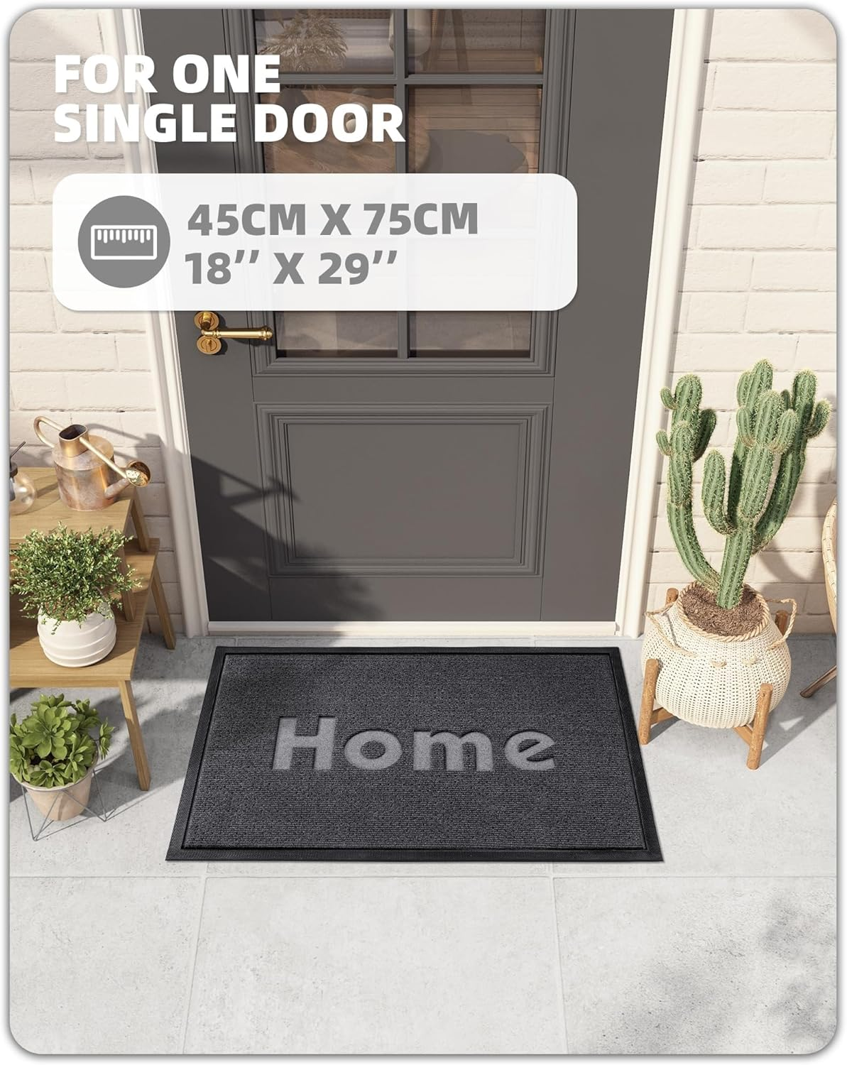Color&Geometry Outdoor Mats for Home Entrance Heavy Duty, Front Door Mat outside Entrance for All-Season Weather Non Slip, Welcome Mat for Front Door with Durable Rubber Backing, Grey 17&rdquo;X29&rdquo; image number 5