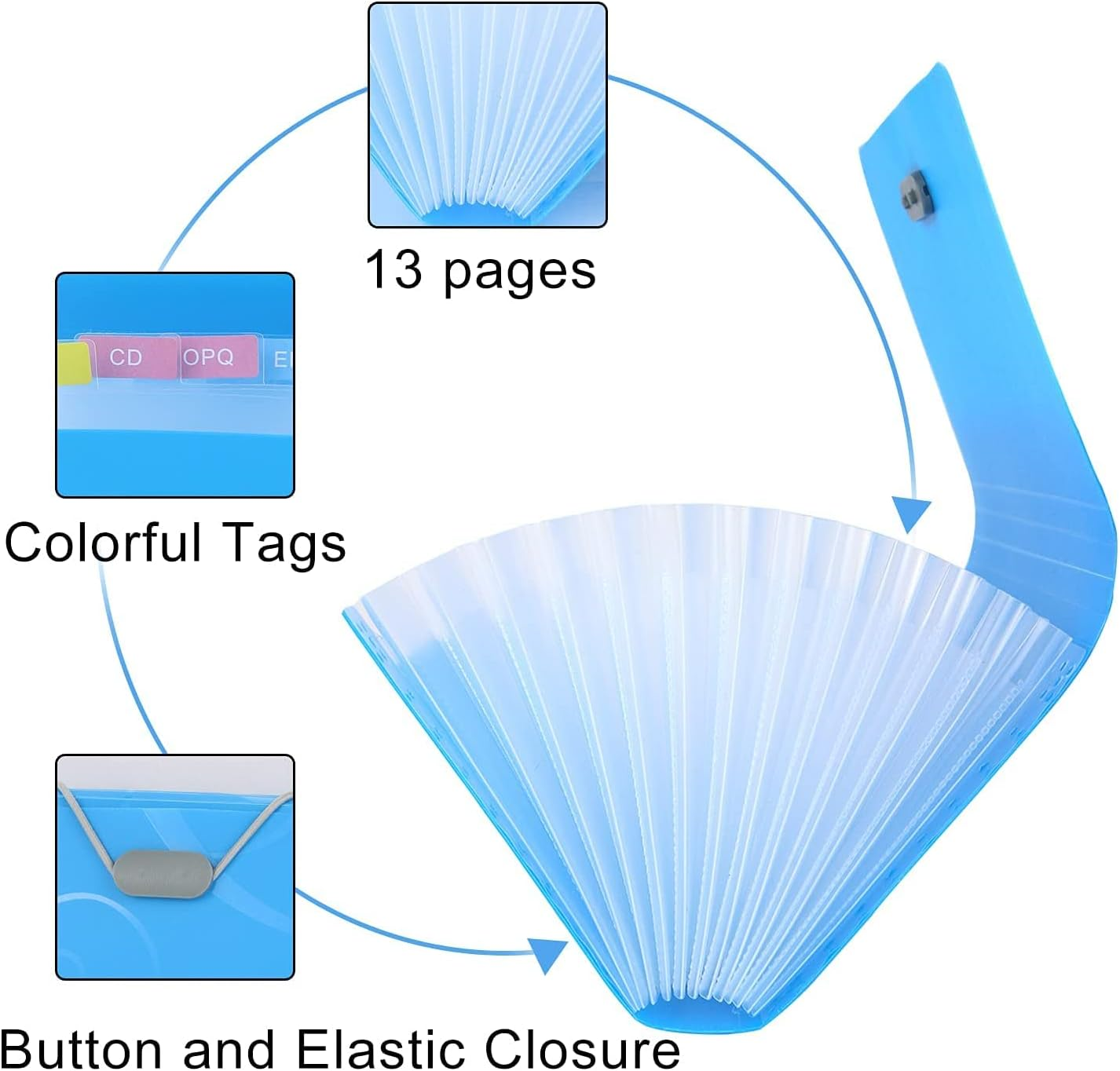 3Pcs A6 Plastic File Organizer Wallet Mini Expanding File Folder,13 Pockets Accordion File Mini Organizer Wallet,Expanding File Document Storage Wallet,Expanding File Organiser Accordion Folder image number 3