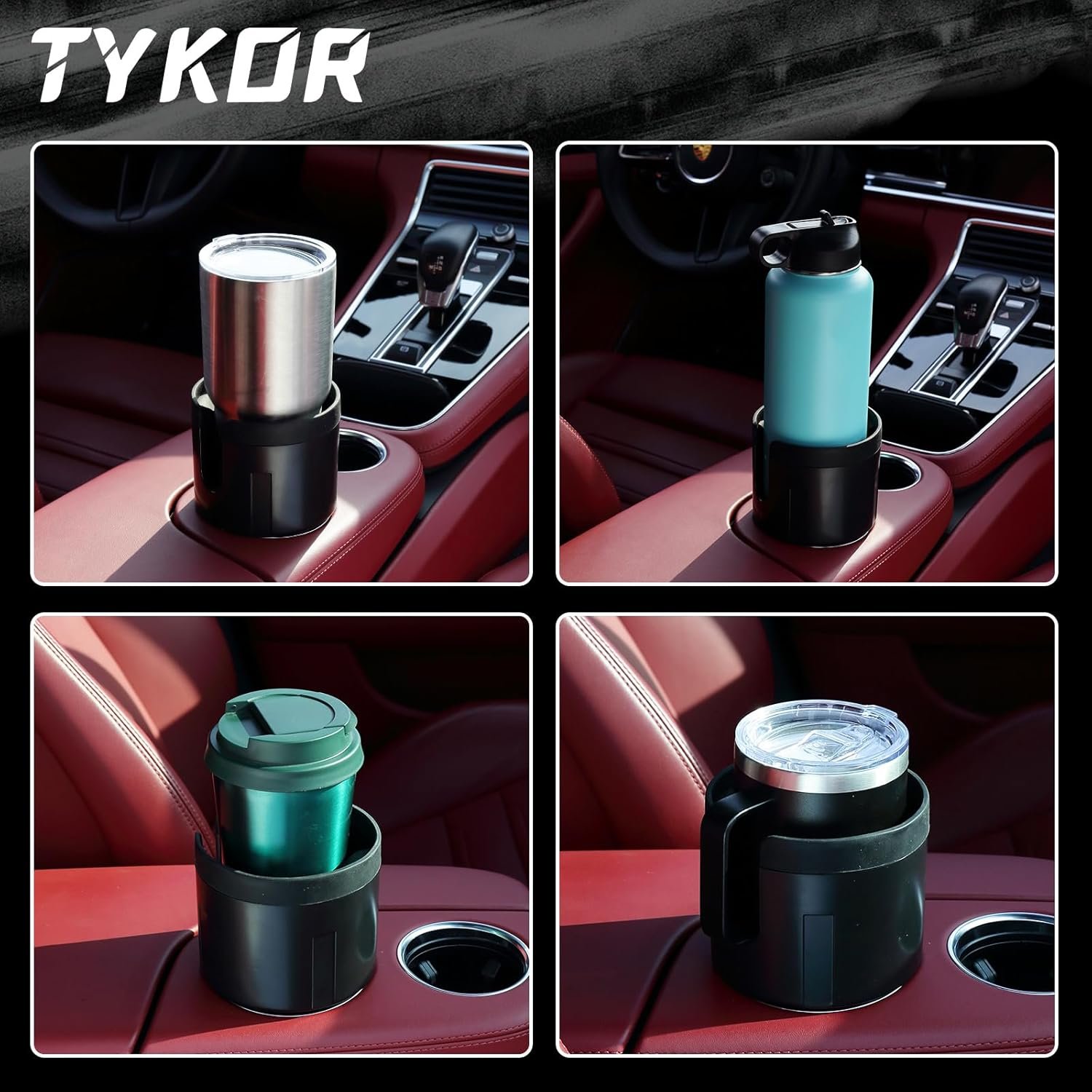 Car Cup Holder Expander, Cup Holder Extender with Expandable Insert, Fits Large Water Bottles 500-1400 ML (7.1-10.5 CM) image number 3